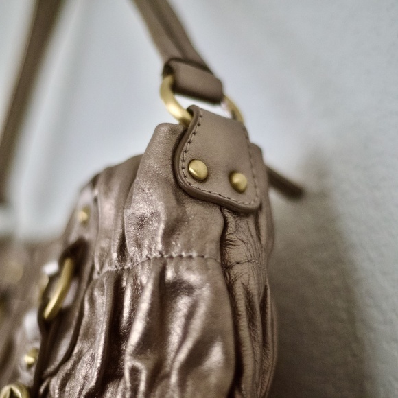 Eng.'s Burg by Roman & Italy Metallic Gold Sheared Leather Satchel/Hand Bag - Picture 5 of 11